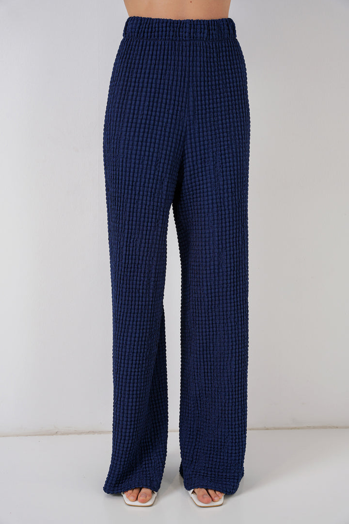BGD Women Women's Knitted Blouse Pants Set 30052 - Navy Blue - Châtelet