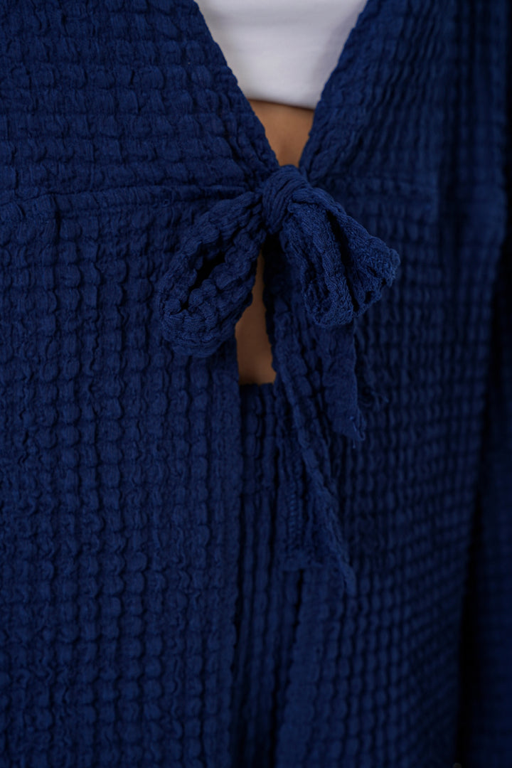 BGD Women Women's Knitted Blouse Pants Set 30052 - Navy Blue - Châtelet