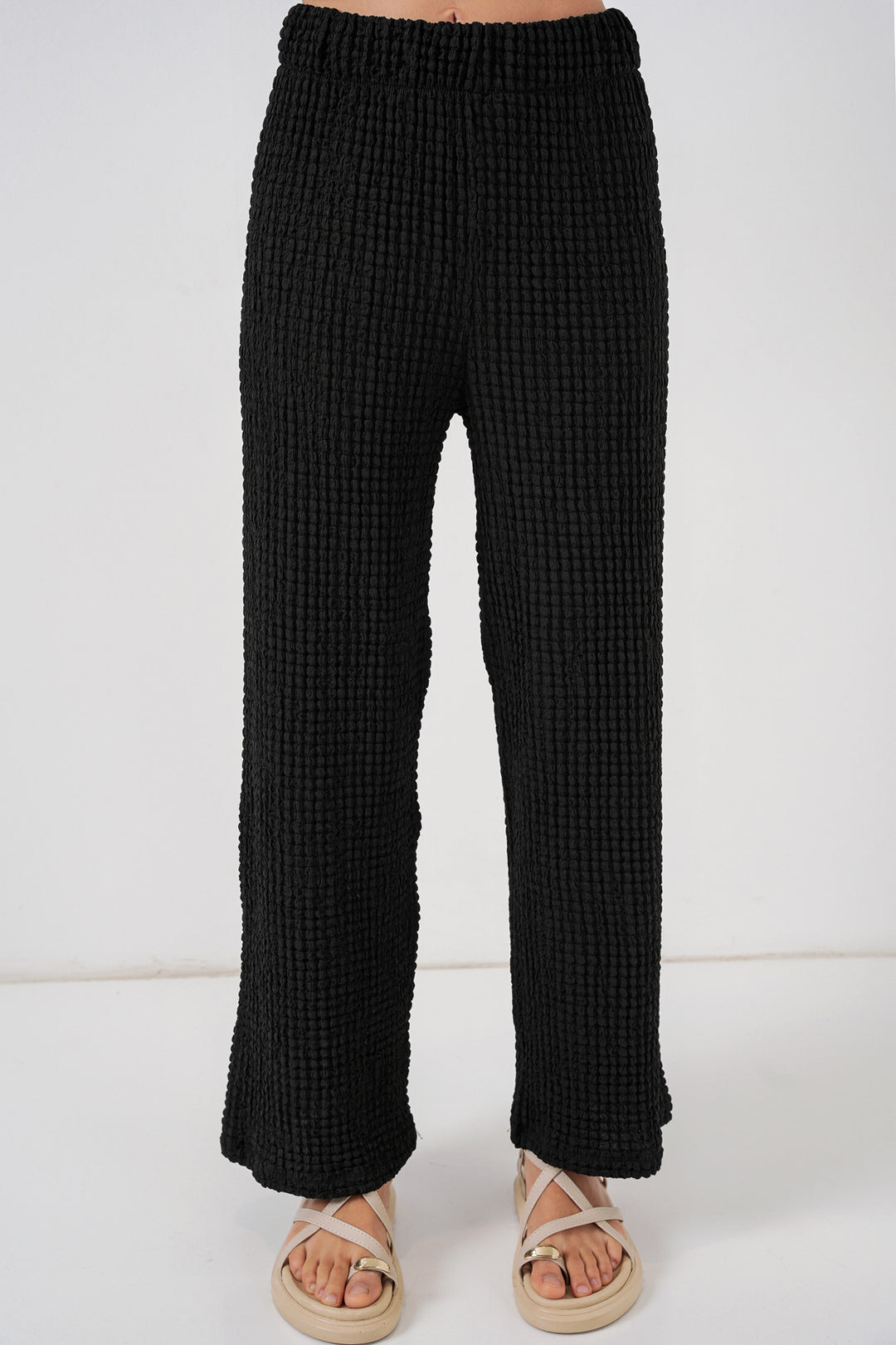 BGD Women Woman Knitted Blouse Pants Set 30052 - Black - Port Orange