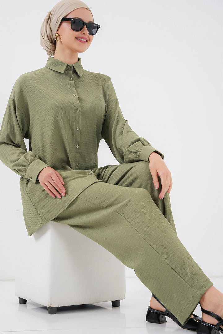 BGD Women Woman Knitted Hijab Top Bottom Set 6711 - Çağla - Alexandria