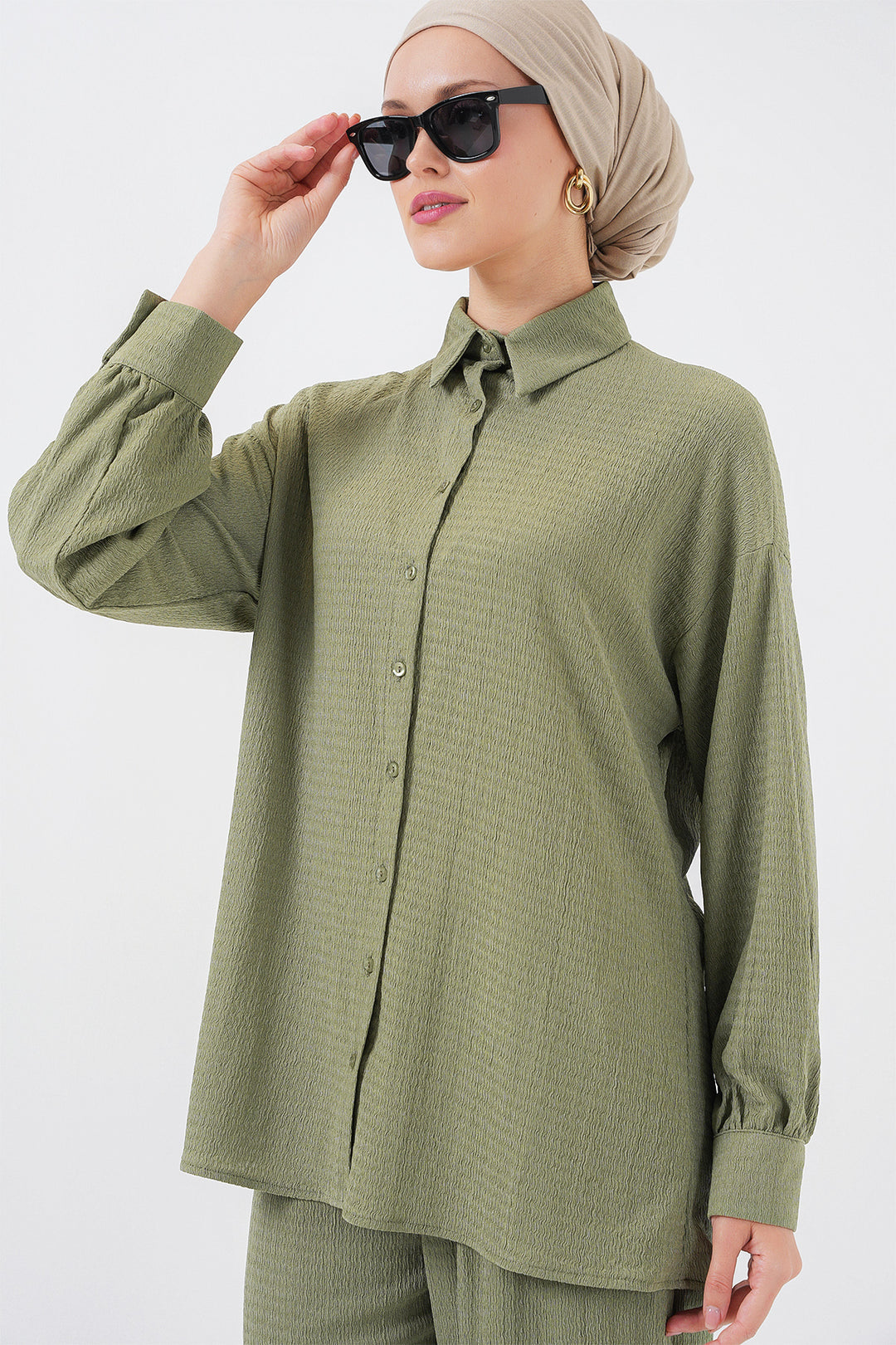 BGD Women Woman Knitted Hijab Top Bottom Set 6711 - Çağla - Alexandria