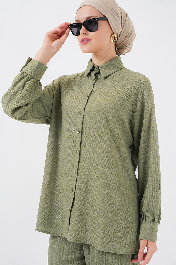 BGD Women Woman Knitted Hijab Top Bottom Set 6711 - Çağla - Alexandria