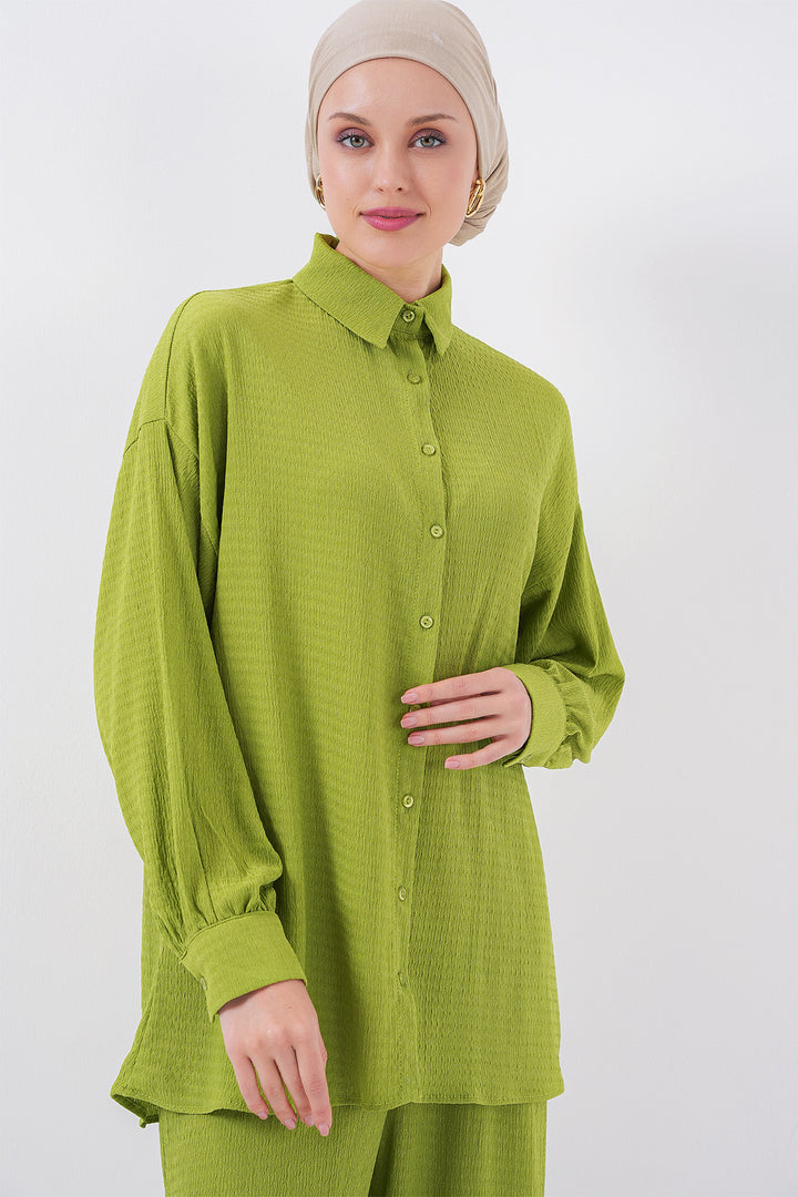 BGD Women Woman Knitted Hijab Top Bottom Set 6711 - Dark Green - Nettetal