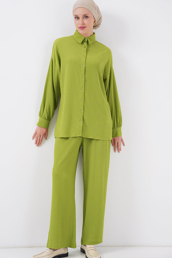 BGD Women Woman Knitted Hijab Top Bottom Set 6711 - Dark Green - Nettetal