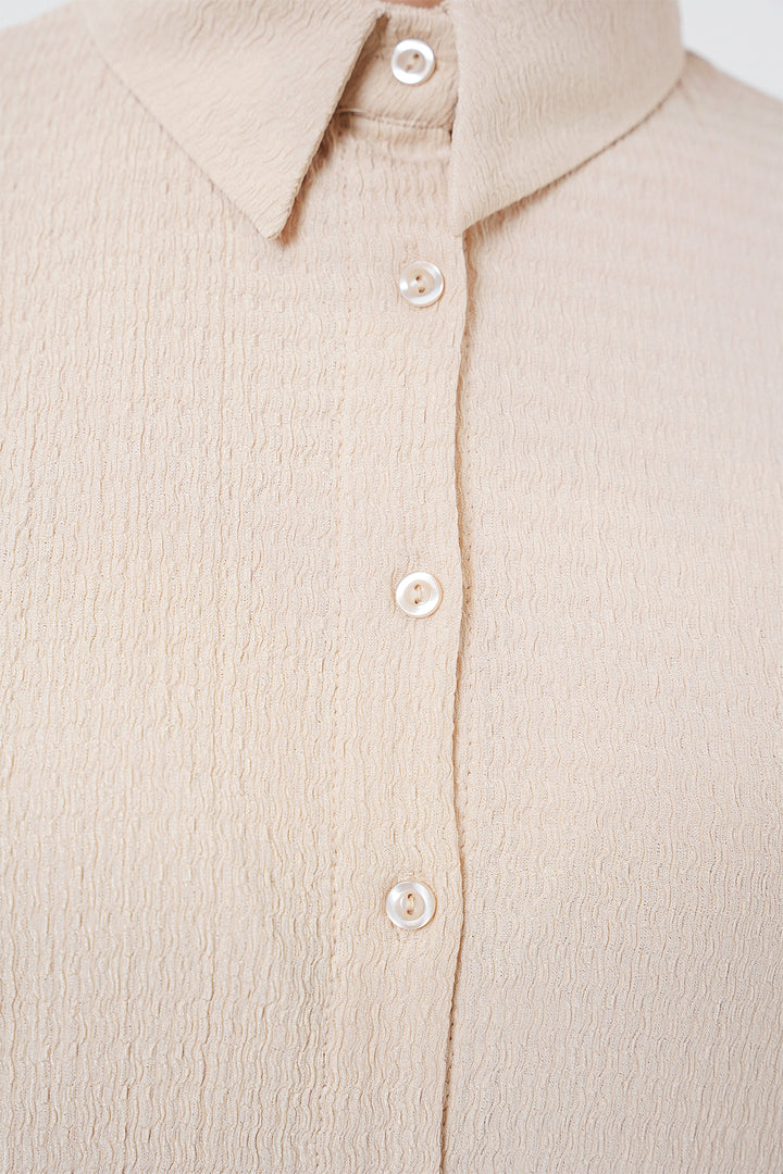 BGD Women Woman Knitted Hijab Top Bottom Set 6711 - Cream - Racine