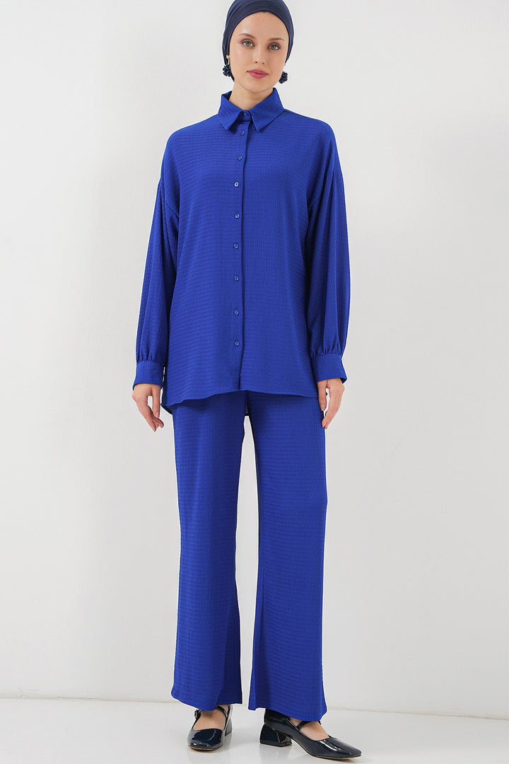 BGD Women Woman Knitted Hijab Top Bottom Set 6711 - Blue - Bossier City