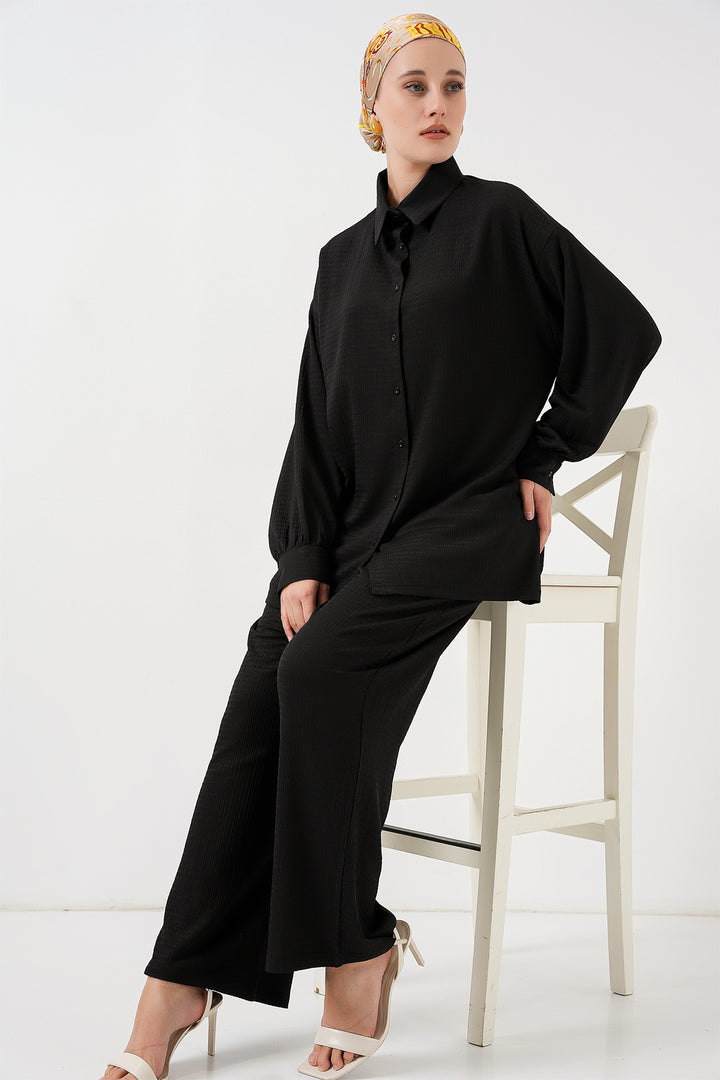 BGD Women Woman Knitted Hijab Top and Bottom Set 6711 - Black - Warner Robins