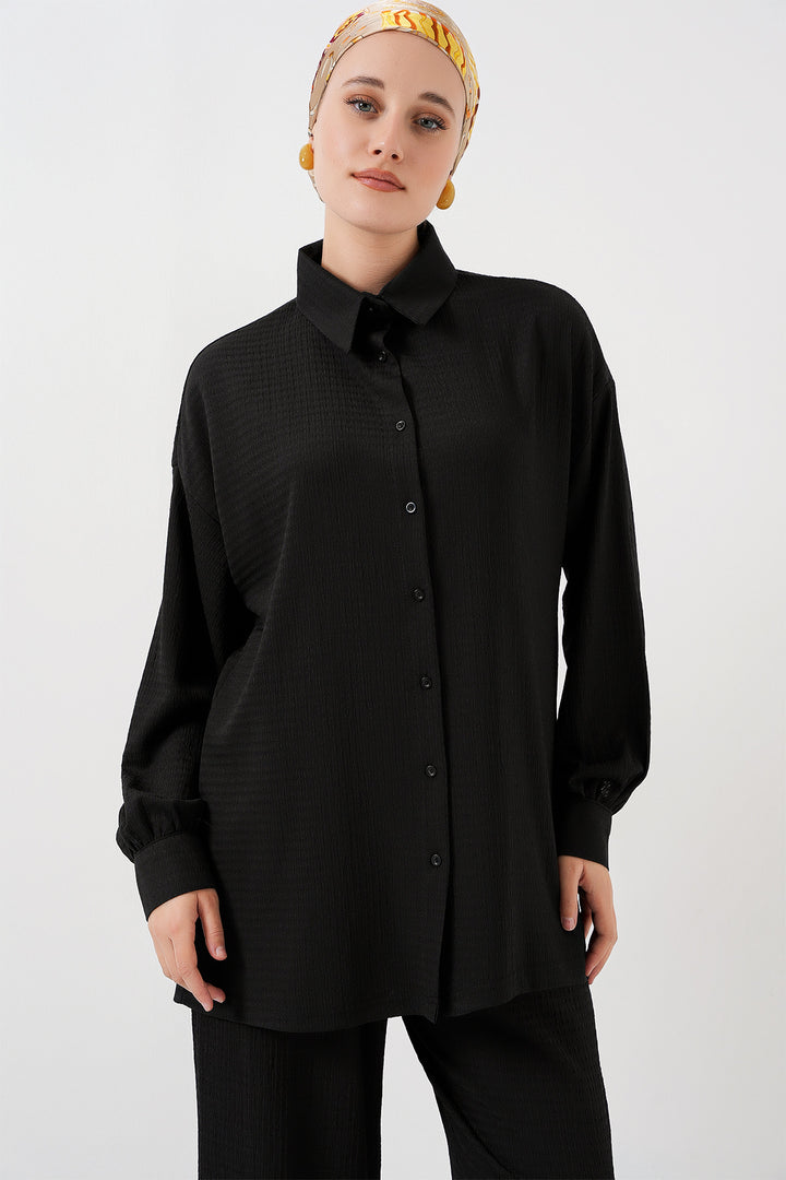 BGD Women Woman Knitted Hijab Top and Bottom Set 6711 - Black - Warner Robins