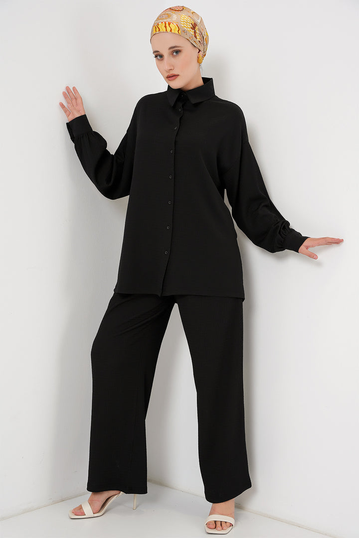 BGD Women Woman Knitted Hijab Top and Bottom Set 6711 - Black - Warner Robins