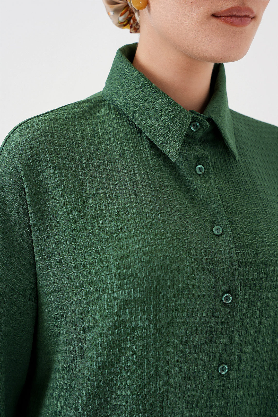BGD Women Woman Knitted Hijab Top Bottom Set 6711 - Emerald Green - Danbury