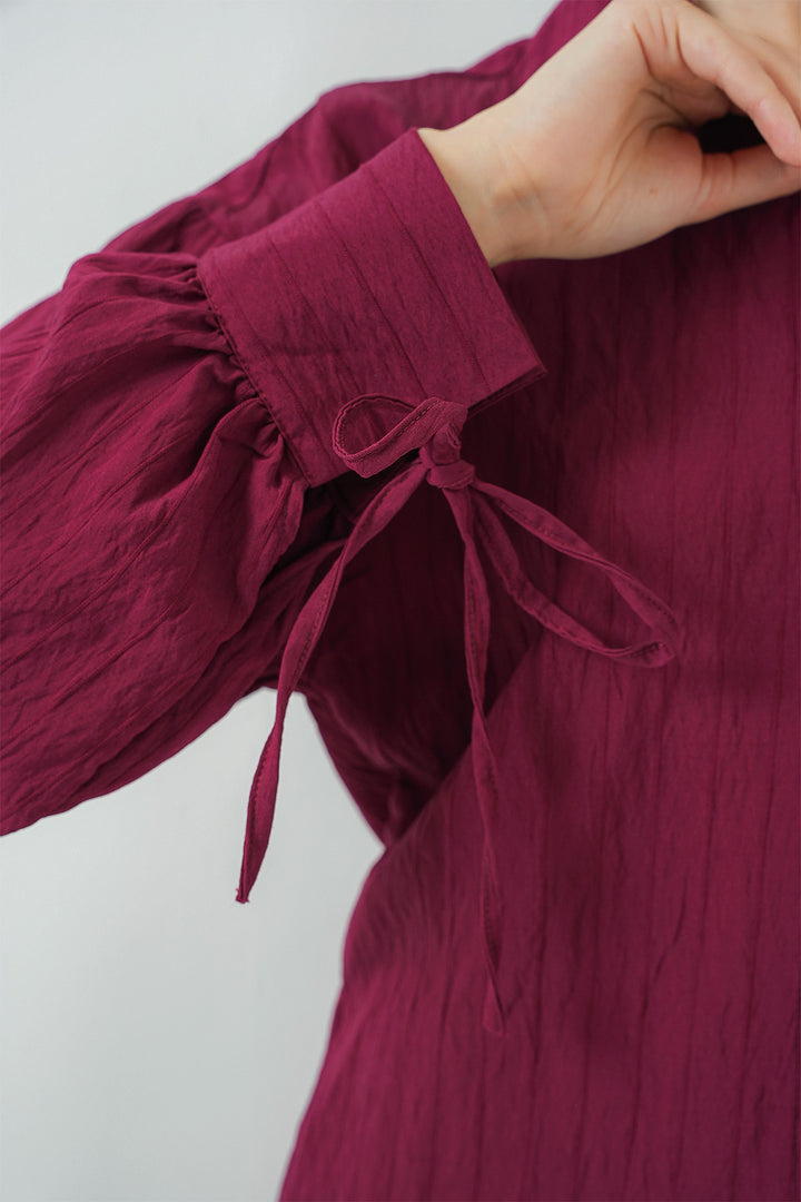 BGD Women Women's Oversized Lace-Up Shirt 5954 - Burgundy - Taylorsville