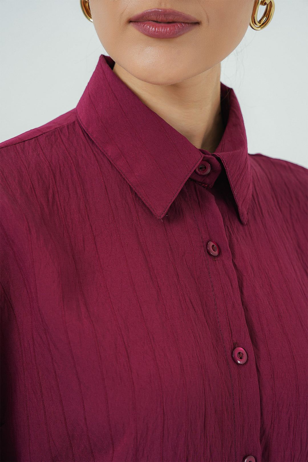 BGD Women Women's Oversized Lace-Up Shirt 5954 - Burgundy - Taylorsville