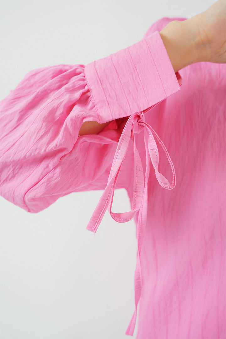 BGD Women Women's Oversized Lace-Up Shirt 5954 - Pink - Ashford