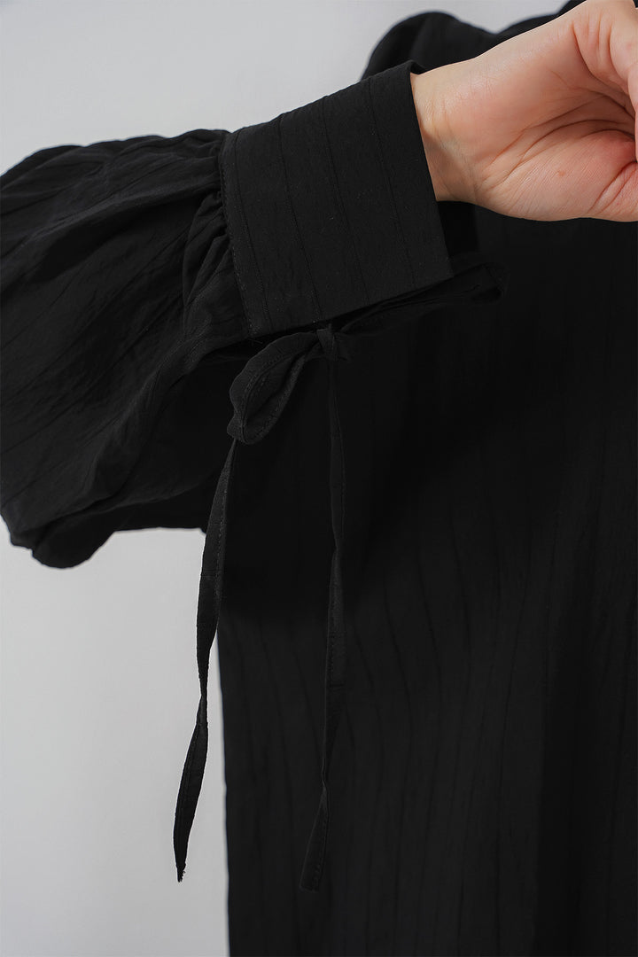 BGD Women Women's Oversized Lace-Up Shirt 5954 - Black - Guamúchil