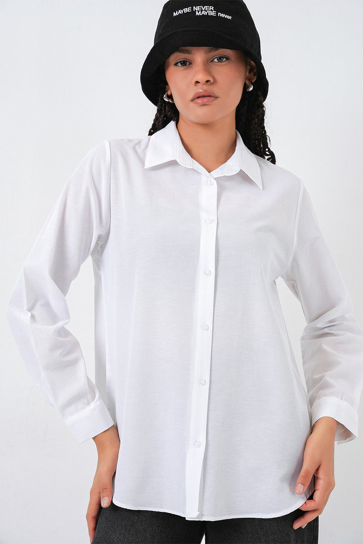 BGD Women Women's Oversize Basic T-Shirt 20349 - White - Frankenthal