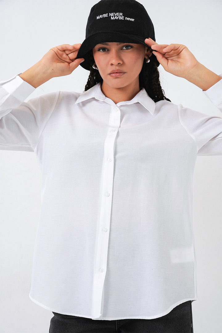 BGD Women Women's Oversize Basic T-Shirt 20349 - White - Frankenthal