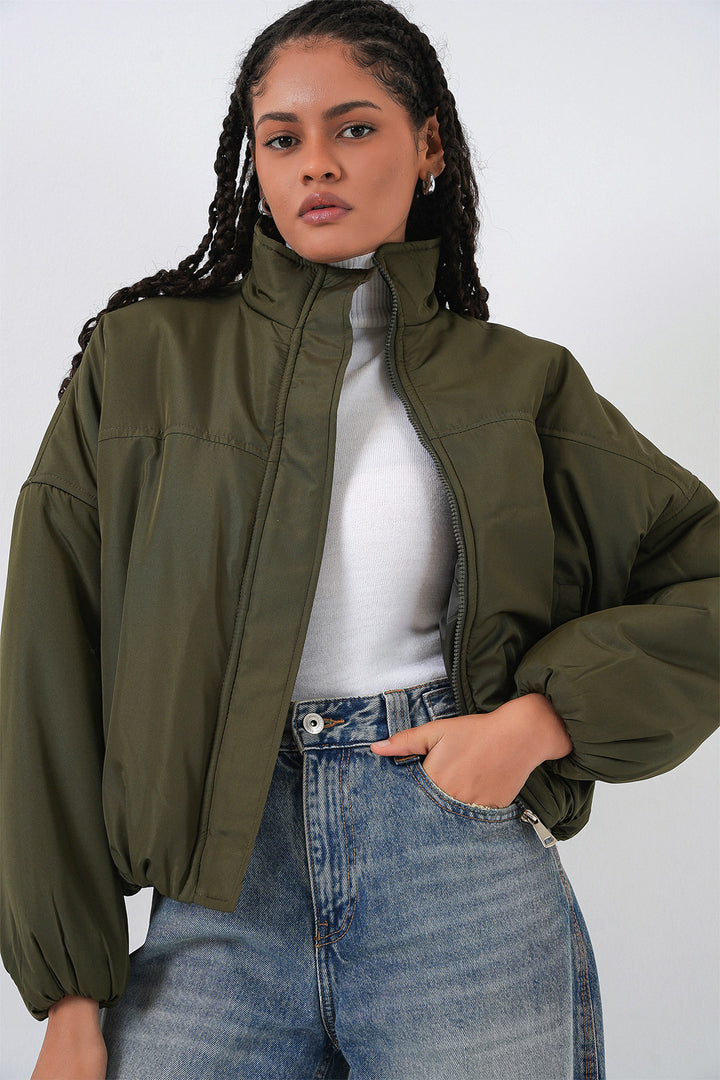 BGD Women Kadın Oversize Bomber Şişme Mont 5124 - Haki - Le Cannet