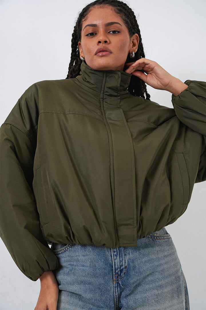 BGD Women Kadın Oversize Bomber Şişme Mont 5124 - Haki - Le Cannet