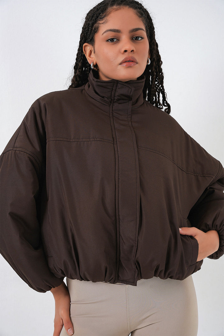 BGD Women Kadın Oversize Bomber Şişme Mont 5124 - Kahverengi - Wiener Neustadt