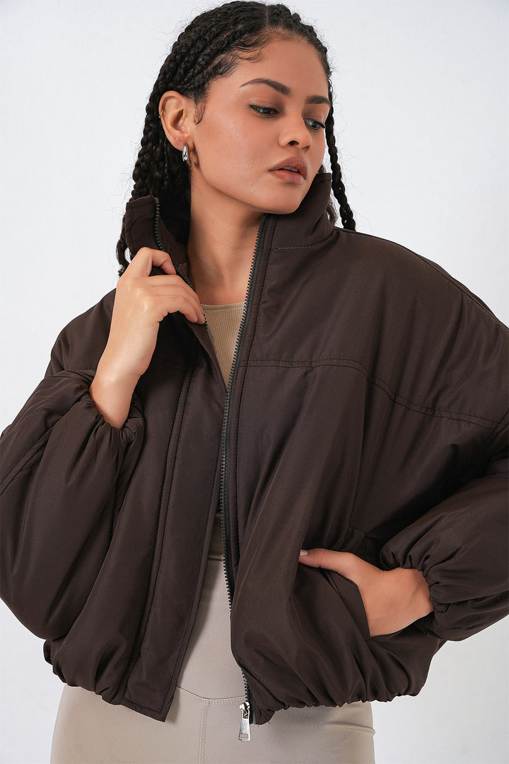 BGD Women Kadın Oversize Bomber Şişme Mont 5124 - Kahverengi - Wiener Neustadt