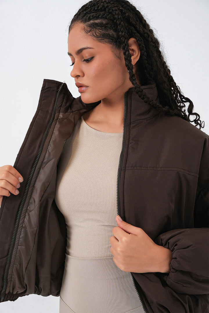 BGD Women Kadın Oversize Bomber Şişme Mont 5124 - Kahverengi - Wiener Neustadt