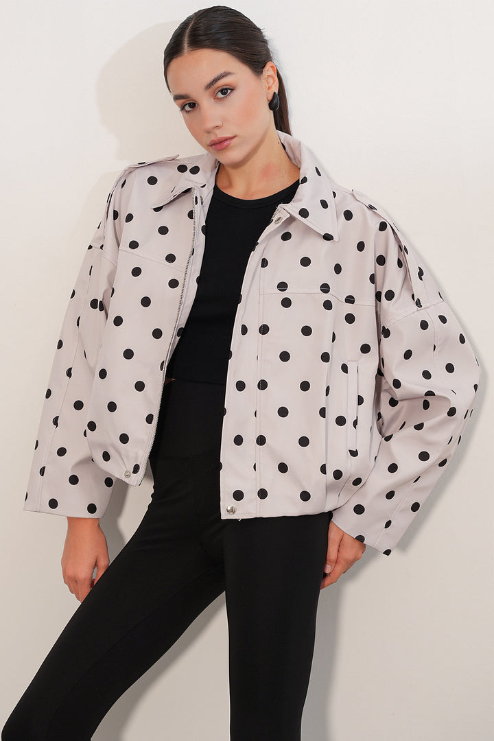 BGD Women Kadın A.Ekru Oversize Süet Ceket 1055 - A.Ekru - Conway