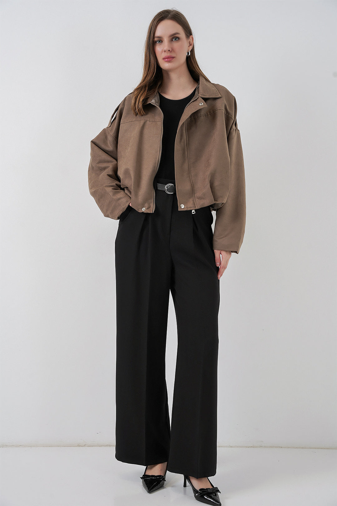 BGD Women Women's Oversize Suede Jacket 1055 - Dark Khaki - Orpington