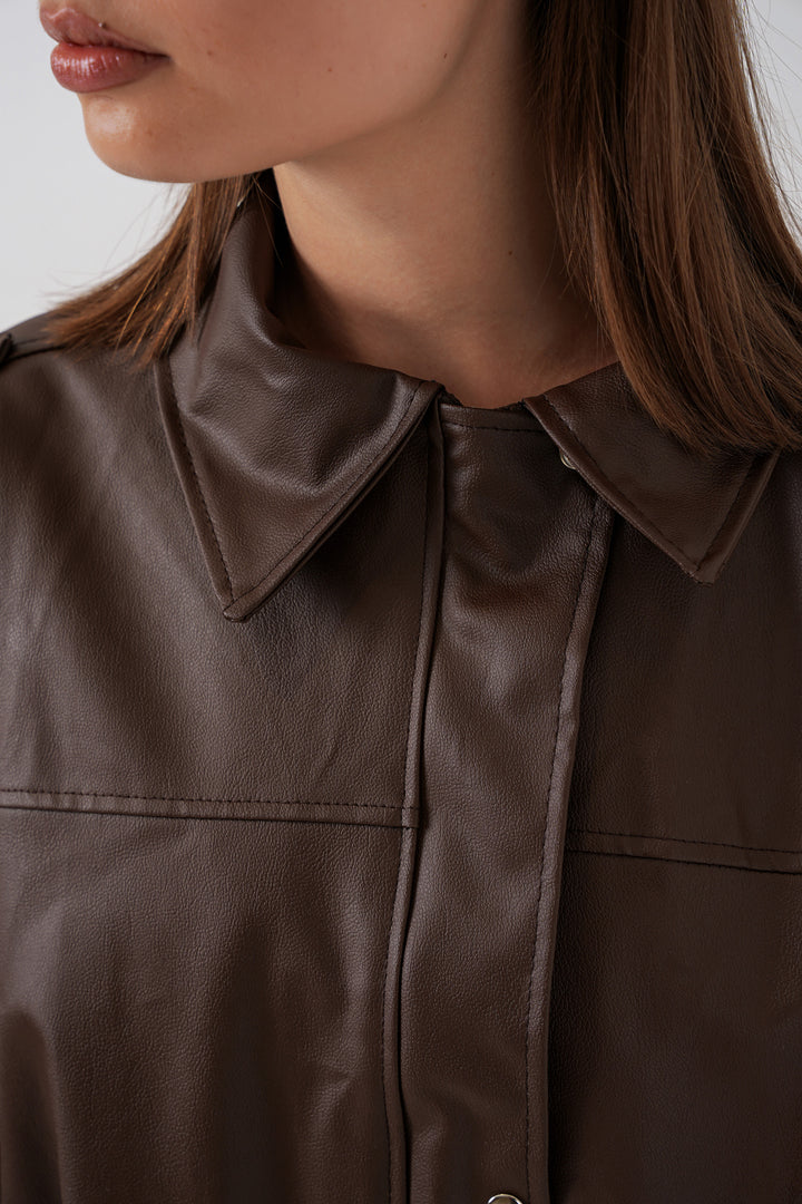 BGD Women Women's Oversize Leather Jacket 1055 - Brown - San Donà di Piave