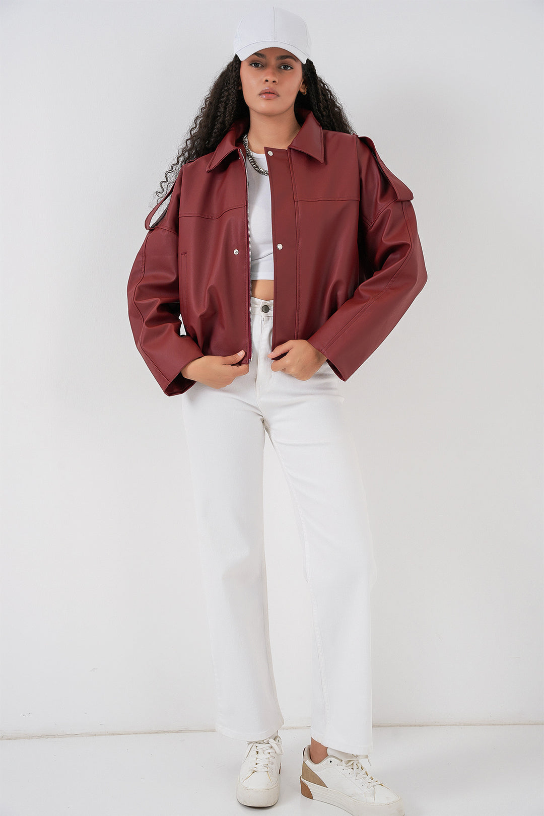 BGD Women Kadın Oversize Deri Ceket 1055 - Kiremit - Veghel