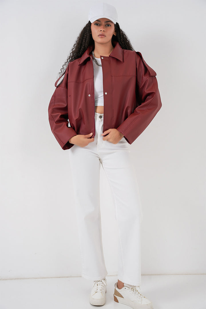 BGD Women Kadın Oversize Deri Ceket 1055 - Kiremit - Veghel