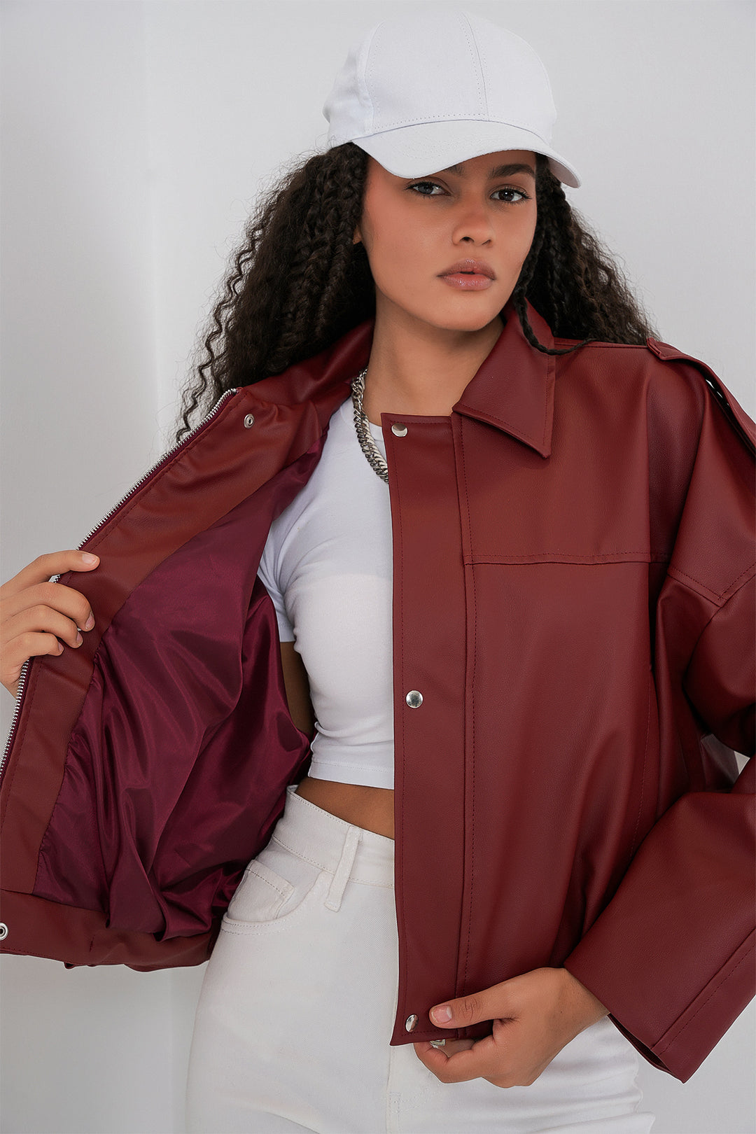 BGD Women Kadın Oversize Deri Ceket 1055 - Kiremit - Veghel