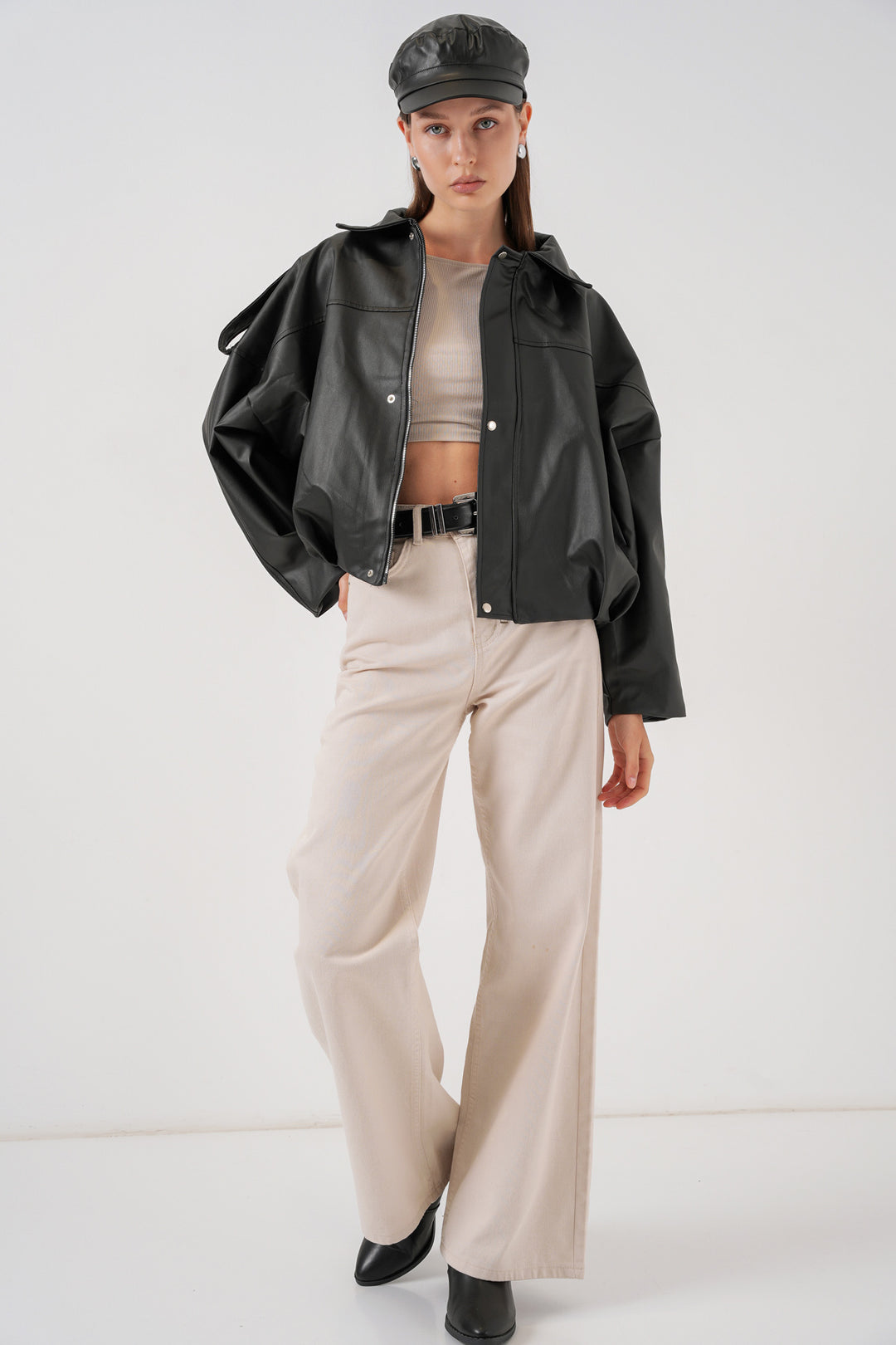 BGD Women Women's Oversize Leather Jacket 1055 - Black - Stonecrest