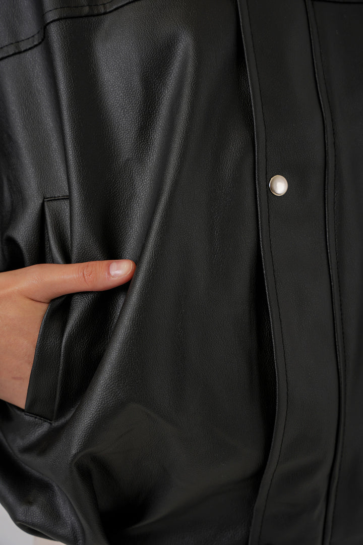 BGD Women Women's Oversize Leather Jacket 1055 - Black - Stonecrest