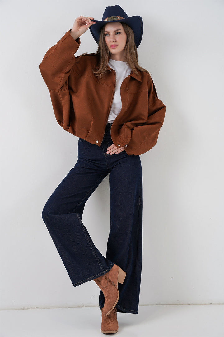 BGD Women Kadın Oversize Süet Ceket 1055 - Y.Kiremit - Sankt Gallen