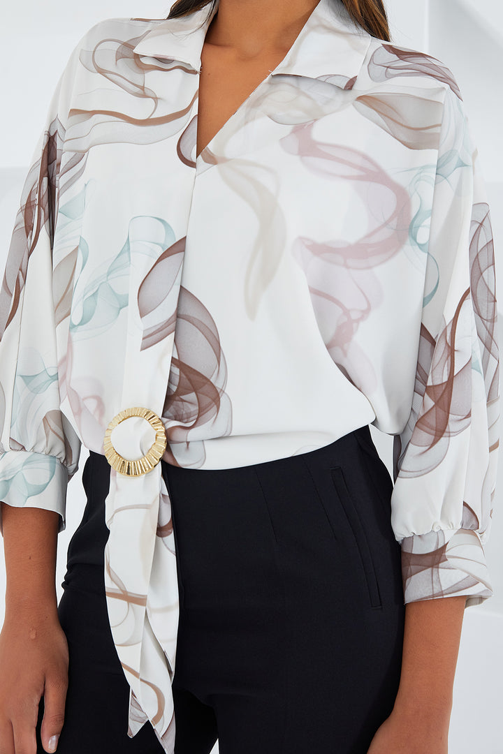 BGD Women Women's Oversize Draped Crop Satin Shirt 906 - Brown - Avondale