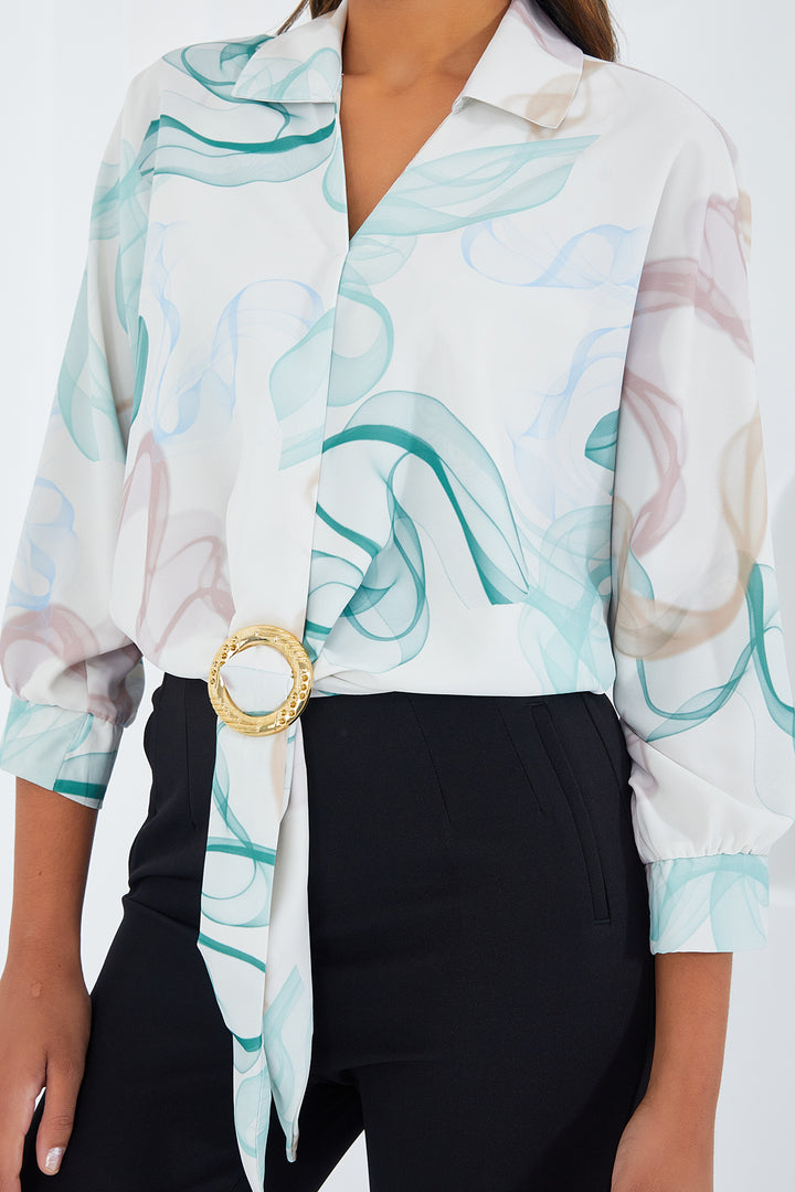 BGD Women Women's Oversize Draped Crop Satin Shirt 906 - Mint - Avondale