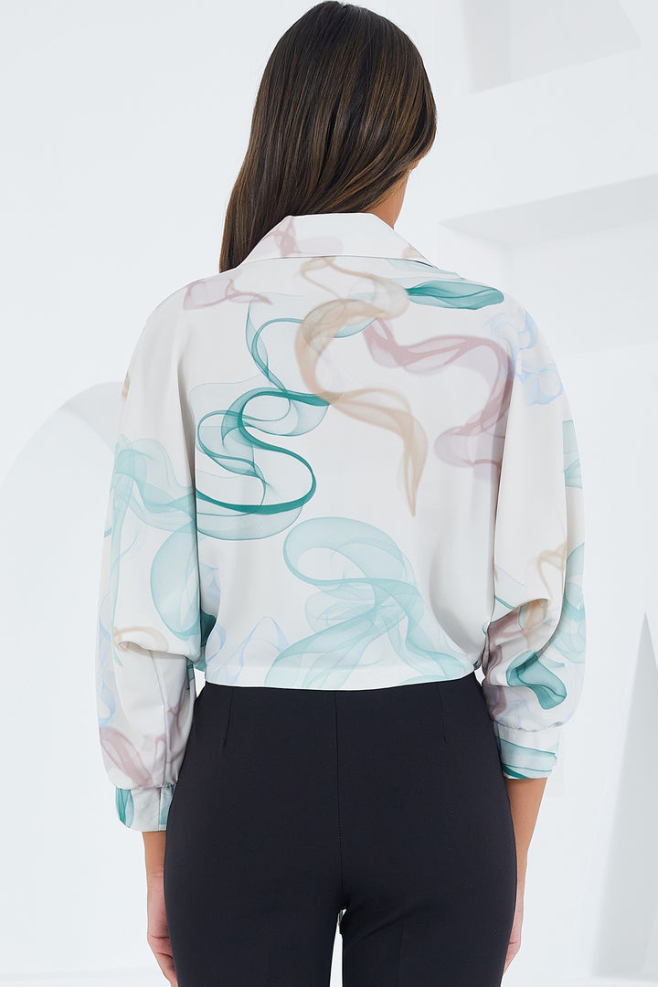 BGD Women Women's Oversize Draped Crop Satin Shirt 906 - Mint - Avondale