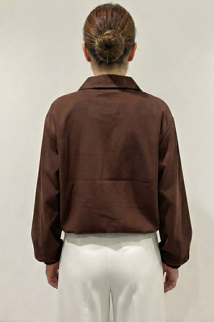 BGD Women Women's Oversized Zippered Jacket 0735 - Brown - Dagenham