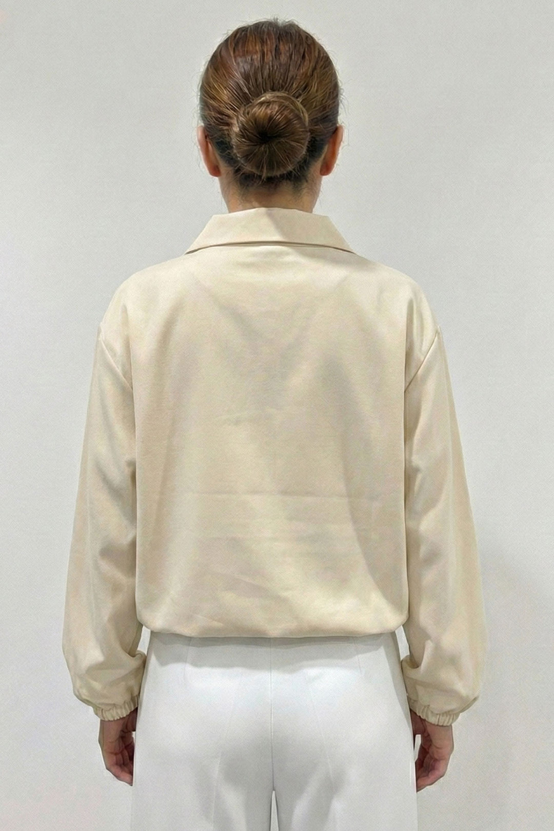 BGD Women Women's Oversized Zippered Jacket 0735 - Cream - Sevilla