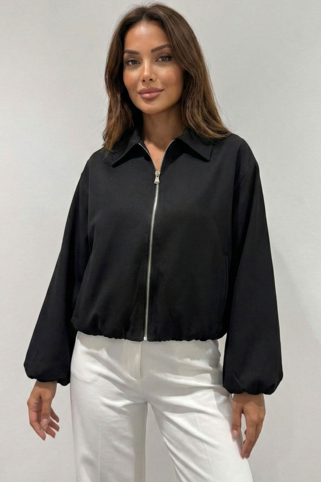 BGD Women Women's Oversized Zippered Jacket 0735 - Black - Blackburn