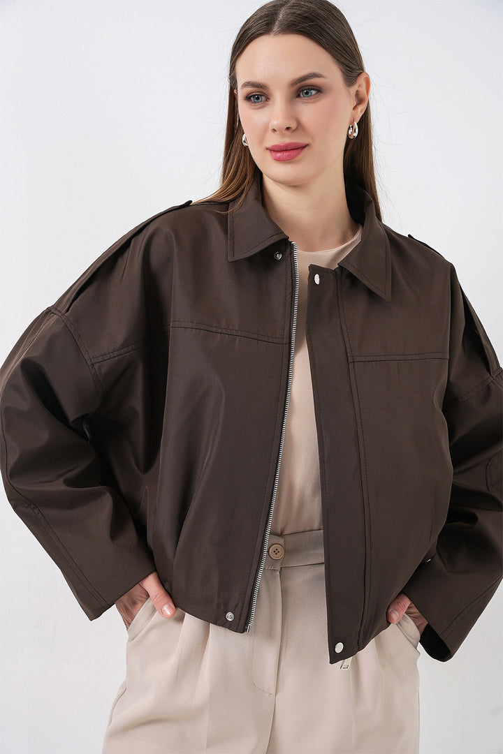 BGD Women Woman Oversize Short Jacket 0732 - Brown - Dreieich