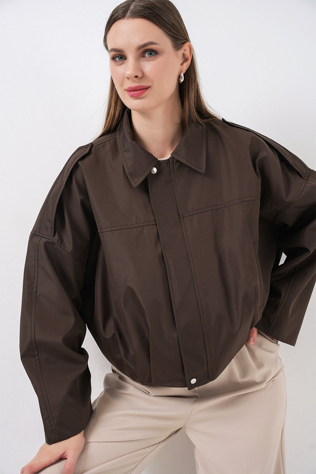 BGD Women Woman Oversize Short Jacket 0732 - Brown - Dreieich