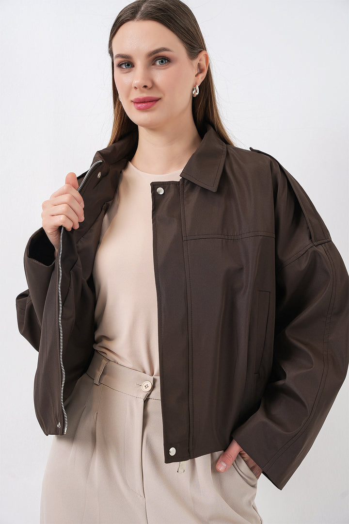 BGD Women Woman Oversize Short Jacket 0732 - Brown - Dreieich