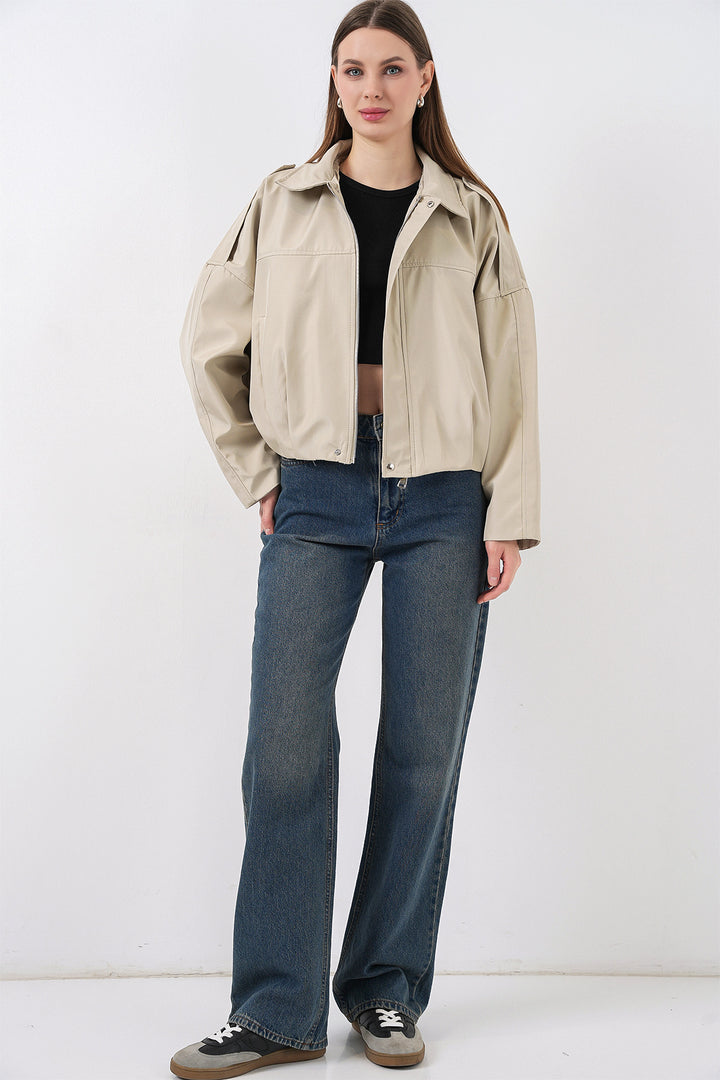 BGD Women Woman Oversize Short Jacket 0732 - Stone - Jalacingo