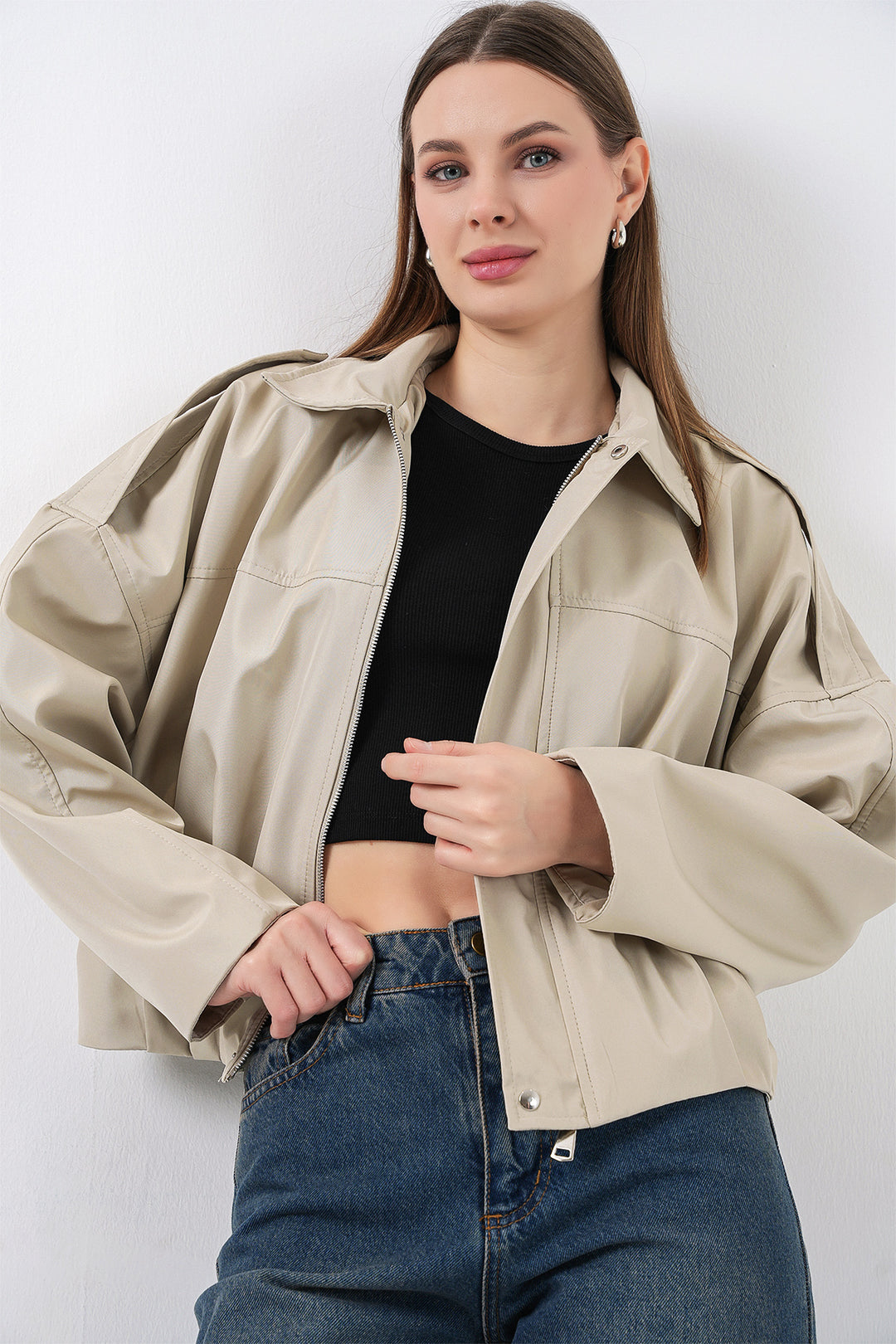 BGD Women Woman Oversize Short Jacket 0732 - Stone - Jalacingo