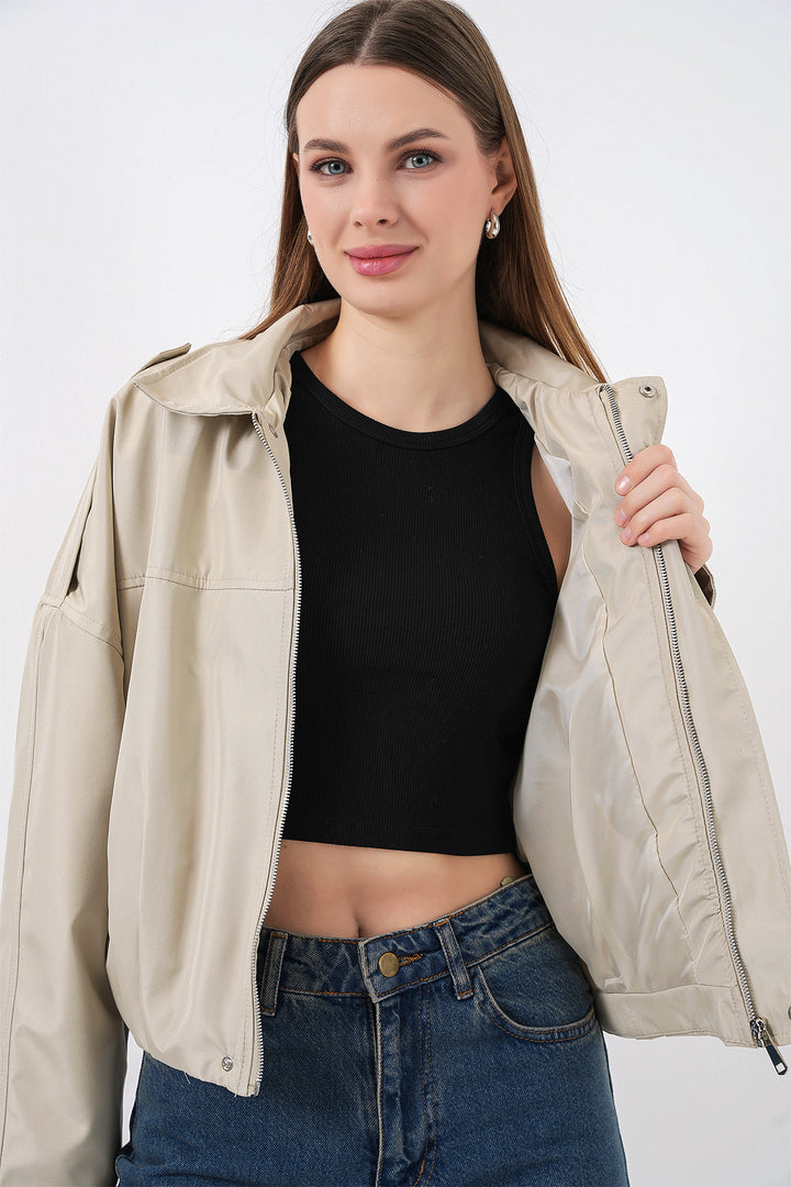 BGD Women Woman Oversize Short Jacket 0732 - Stone - Jalacingo