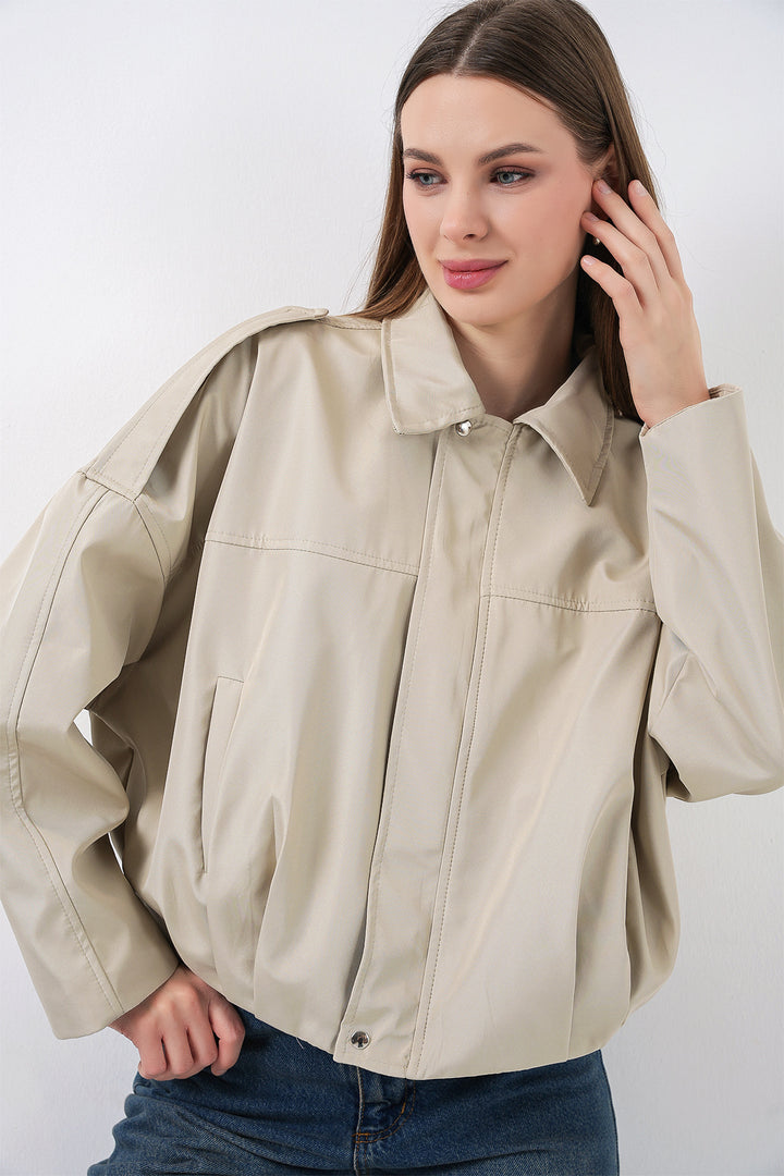 BGD Women Woman Oversize Short Jacket 0732 - Stone - Jalacingo