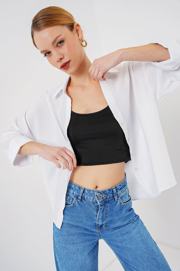 BGD Women Women's Oversize Short Sleeve Shirt 20315 - White - Schoten