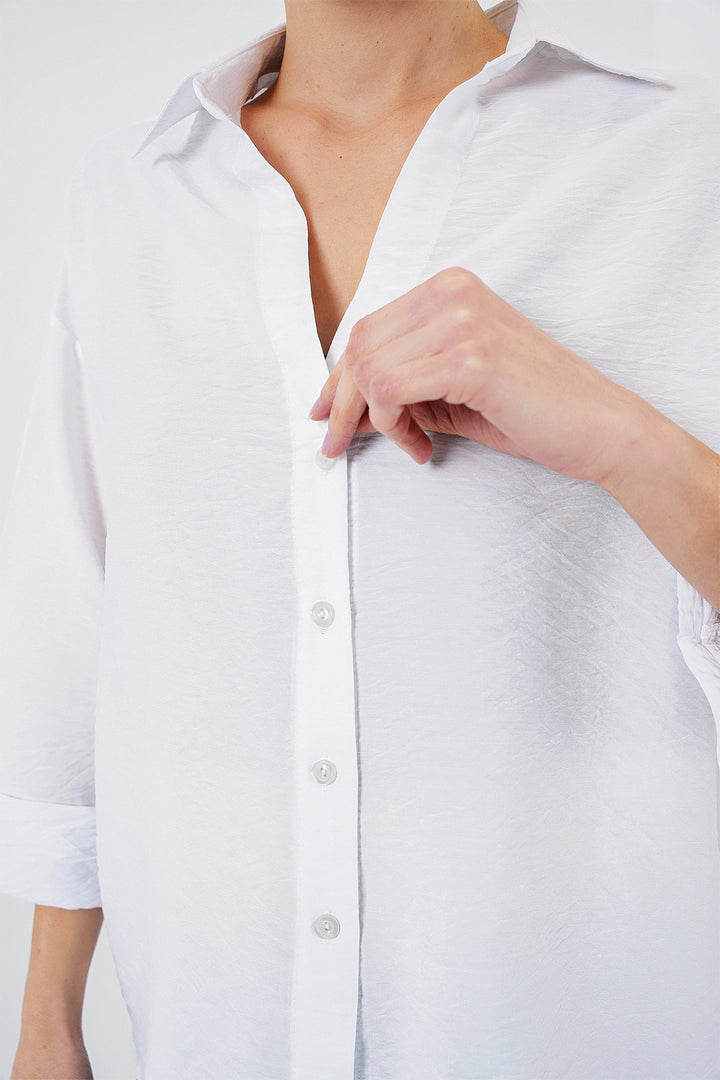 BGD Women Women's Oversize Short Sleeve Shirt 20315 - White - Schoten
