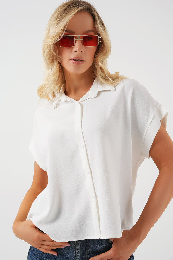 BGD Women Women's Oversize Short Sleeve Shirt 20322 - White - Dún Dealgan